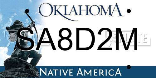 SA8D2M Oklahoma License Plate