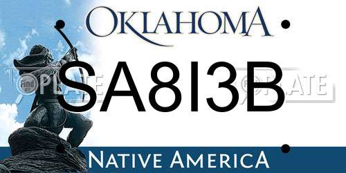 SA8I3B Oklahoma License Plate