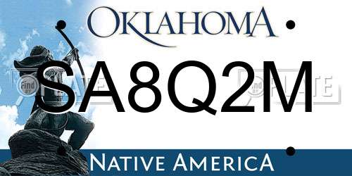 SA8Q2M Oklahoma License Plate