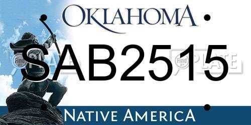 SAB2515 Oklahoma License Plate