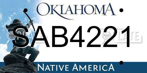 SAB4221 Oklahoma License Plate