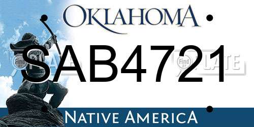 SAB4721 Oklahoma License Plate