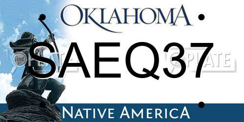 SAEQ37 Oklahoma License Plate
