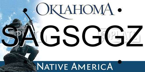 SAGSGGZ Oklahoma License Plate
