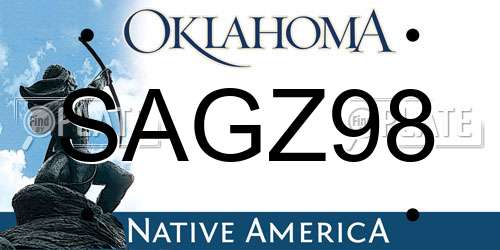 SAGZ98 Oklahoma License Plate