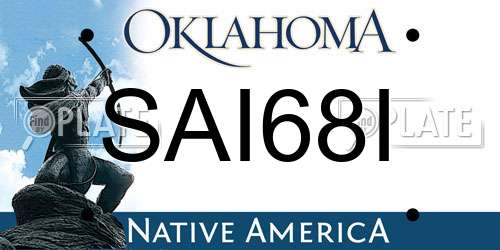 SAI68I Oklahoma License Plate