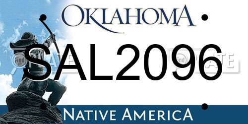 SAL2096 Oklahoma License Plate