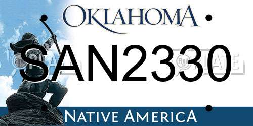 SAN2330 Oklahoma License Plate