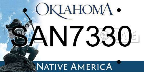 SAN7330 Oklahoma License Plate