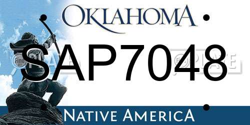 SAP7048 Oklahoma License Plate
