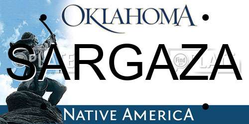 SARGAZA Oklahoma License Plate