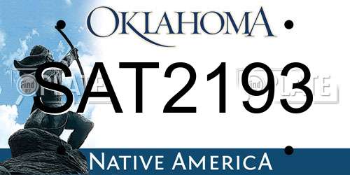SAT2193 Oklahoma License Plate