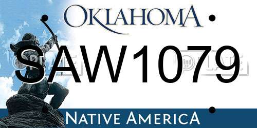SAW1079 Oklahoma License Plate