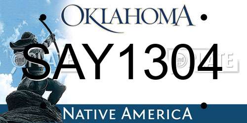 SAY1304 Oklahoma License Plate