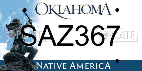 SAZ367 Oklahoma License Plate
