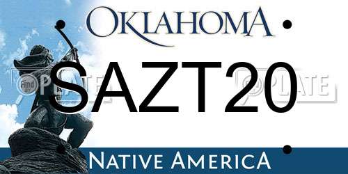 SAZT20 Oklahoma License Plate