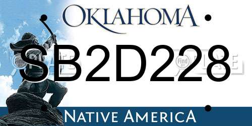 SB2D228 Oklahoma License Plate