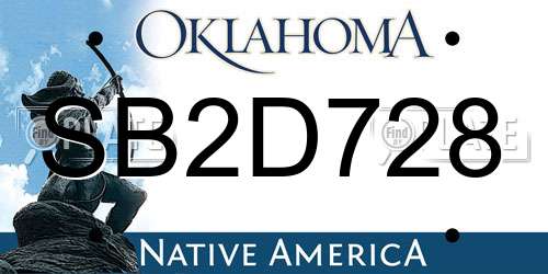 SB2D728 Oklahoma License Plate