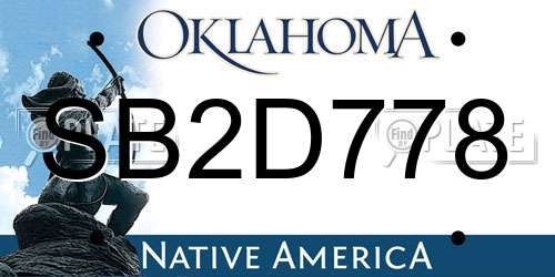 SB2D778 Oklahoma License Plate