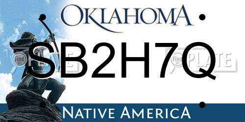 SB2H7Q Oklahoma License Plate
