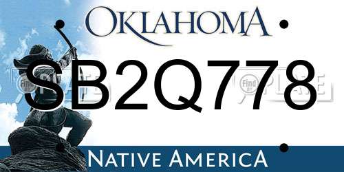 SB2Q778 Oklahoma License Plate