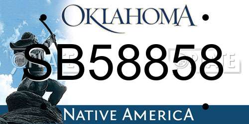 SB58858 Oklahoma License Plate