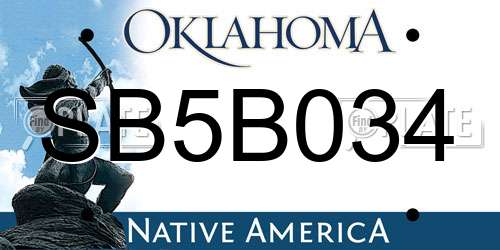 SB5B034 Oklahoma License Plate