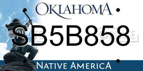 SB5B858 Oklahoma License Plate