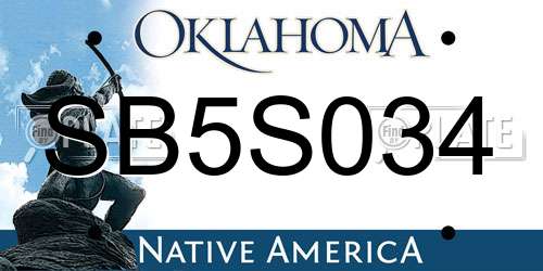 SB5S034 Oklahoma License Plate