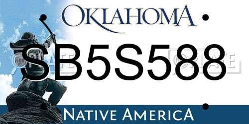 SB5S588 Oklahoma License Plate