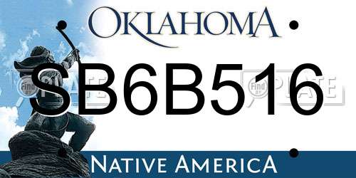 SB6B516 Oklahoma License Plate