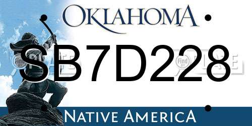 SB7D228 Oklahoma License Plate