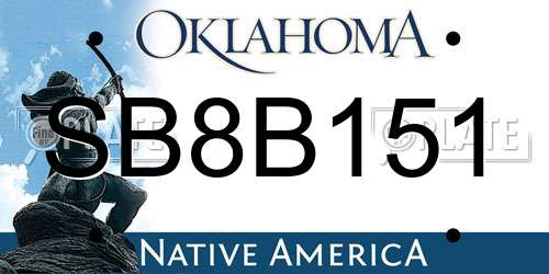 SB8B151 Oklahoma License Plate