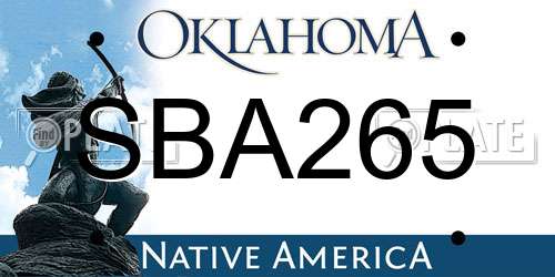 SBA265 Oklahoma License Plate