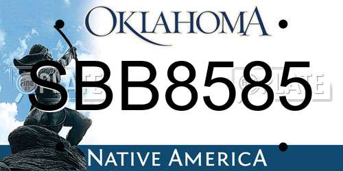 SBB8585 Oklahoma License Plate