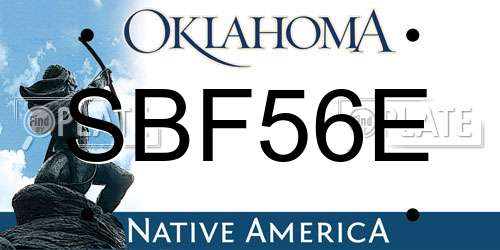 SBF56E Oklahoma License Plate