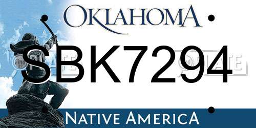 SBK7294 Oklahoma License Plate
