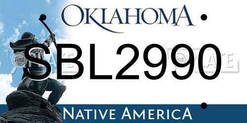 SBL2990 Oklahoma License Plate