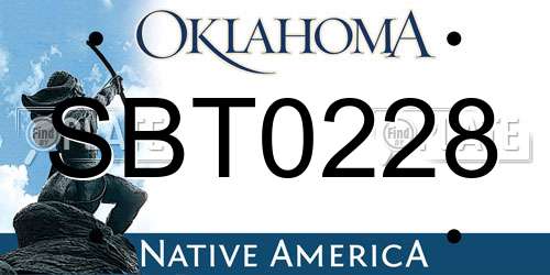 SBT0228 Oklahoma License Plate