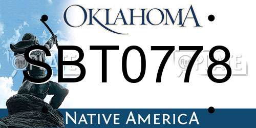 SBT0778 Oklahoma License Plate