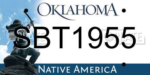 SBT1955 Oklahoma License Plate