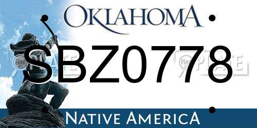 SBZ0778 Oklahoma License Plate