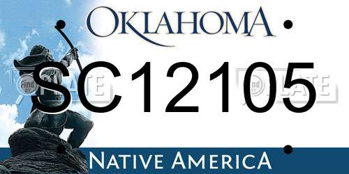 SC12105 Oklahoma License Plate