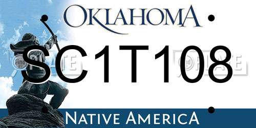 SC1T108 Oklahoma License Plate
