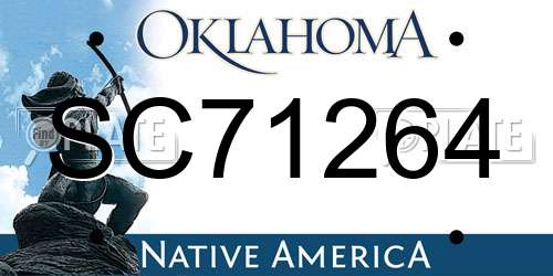 SC71264 Oklahoma License Plate