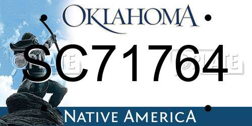 SC71764 Oklahoma License Plate