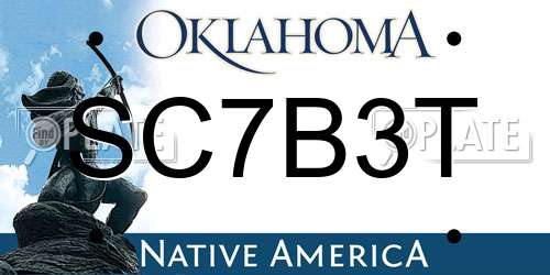 SC7B3T Oklahoma License Plate