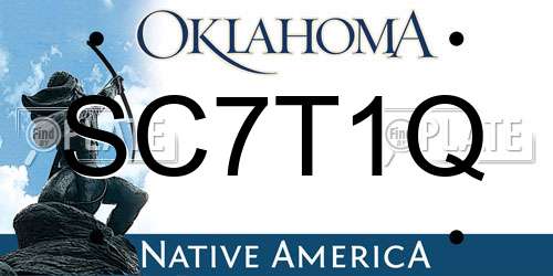 SC7T1Q Oklahoma License Plate