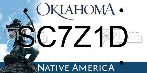SC7Z1D Oklahoma License Plate