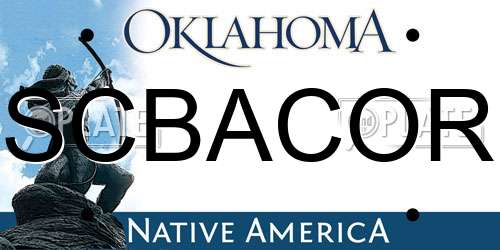 SCBACOR Oklahoma License Plate